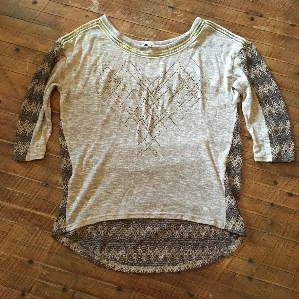 Miss Me brown chevron jeweled western lightweight top